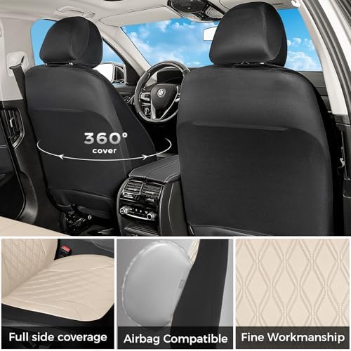 FLORICH Car Seat Covers Full Set, Leather Seat Covers for Cars, Waterproof Car Seat Protector Breathable, Universal Automotive Seat Covers, Front and Rear Car Seat Cover Fit for Most SUV Pick-up Truck - Image 3