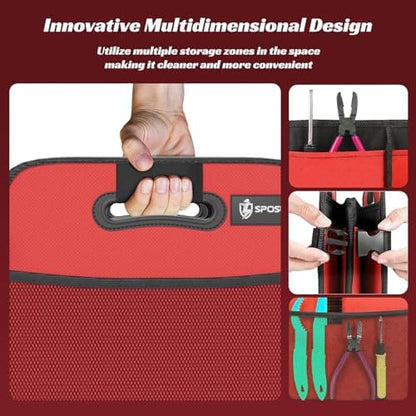 Sposuit Trunk Organizer for Car - 70L Collapsible Sturdy Car Storage, Red - Image 5