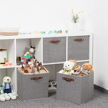 Temary Fabric Storage Cubes - 13 x 13 Collapsible Bins with Handles for Home Organization (Gray) - Image 6