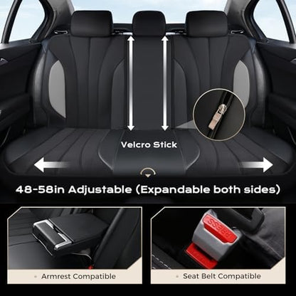 Coverado Automotive Seat Cover Full Set, Front and Rear Seat Covers, Waterproof Car Seat Covers 5 Seats, Luxury Car Seat Protectors Universal Fit for Most Vehicles, SUV, Truck, Sedan - Image 3
