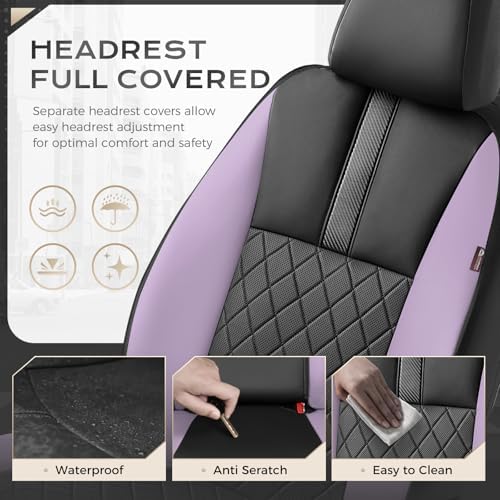 Coverado Car Seat Covers Full Set, Automotive Leather Seat Covers for Car，Universal Fit Front Back Seat Cover, Non-Slip Waterproof Breathable Car Seat Protector - Image 5