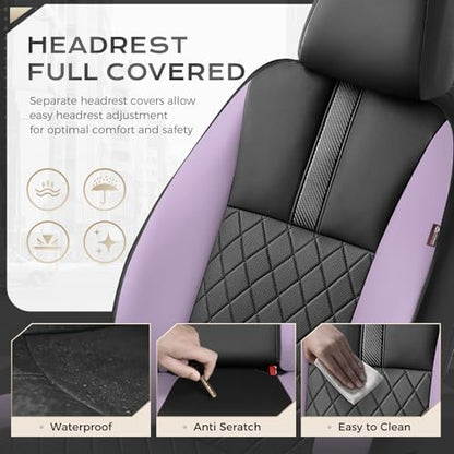 Coverado Car Seat Covers Full Set, Automotive Leather Seat Covers for Car，Universal Fit Front Back Seat Cover, Non-Slip Waterproof Breathable Car Seat Protector - Image 5