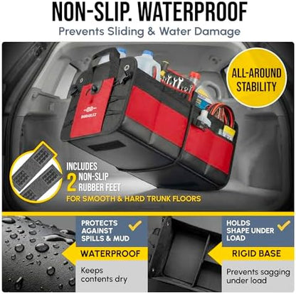 Extra Large Car Trunk Organizer - Trunk Storage - Modular Detachable Configurable Collapsible - for SUV Minivan Truck Sedan Van - 4 Compartment XXL, Red - Image 6