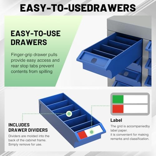 Yeeoy 75 Drawers Parts Cabinet, Nut and Bolt Storage Organizer, Grey - Image 5