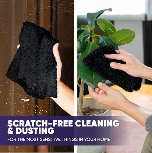 Microfiber Wholesale Pronto Cloths, Dual-Sided Microfiber Cleaning Towels, Soft Plush & Scrub Cloths for Dusting, Scrubbing, Kitchen, Windows & Car Detailing, Absorbent Bulk 300-Pack Black - Image 4
