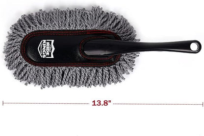 Car Duster Exterior Scratch Free,Car Dust Brush with Extendable Telescoping Handle to Remove Dust Pollen,Duster for Car,Truck,RV and Motorcycle,Large Auto Mop Duster Head, Wax Cotton Hair
