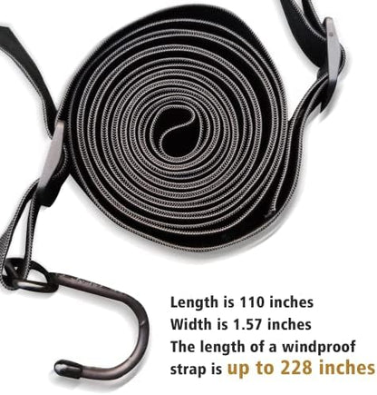 SEAZEN Car Cover Straps Wind Protector, 3Pcs Adjustable Elastic Windproof Ropes Protect Car Cover from High Winds, Universal Fit Most Cars (Black) - Image 5