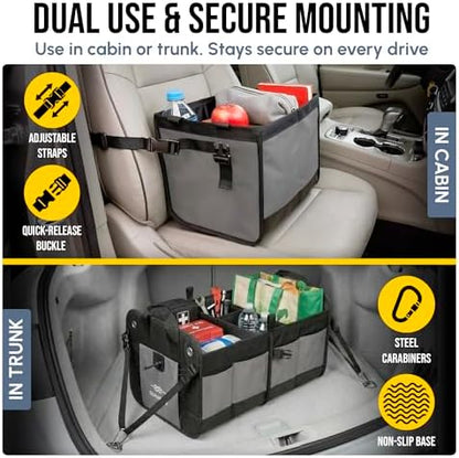 Extra Large Car Trunk Organizer - Trunk Storage - Modular Detachable Configurable Collapsible - for SUV Minivan Truck Sedan Van - 4 Compartment XXL, Gray - Image 4