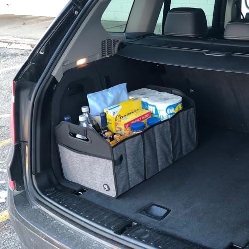 geckobrands Portable Collapsible Shopping Cart & Trunk Organizer Tote - Easy Storage, 3 Compartments with Removable Divider, Exterior Side Pocket, and Sturdy Handles - Image 4