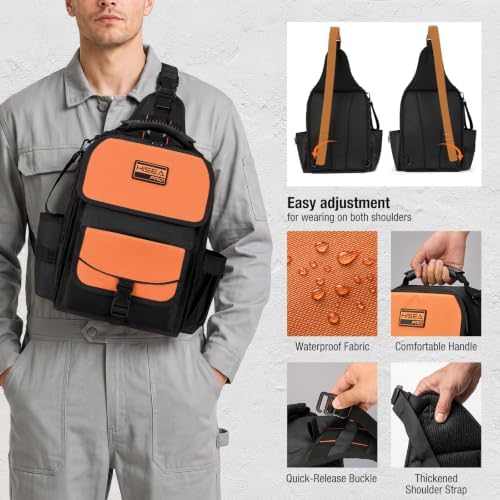 HISEA Electrician Tool Chest Bag, Tactical HVAC Tool Bag with 21 Pockets - Image 4