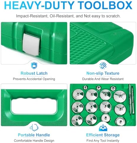 35PCS Oil Filter Wrench Set, 1/2" Drive Cup Type, Stainless Steel - Image 5