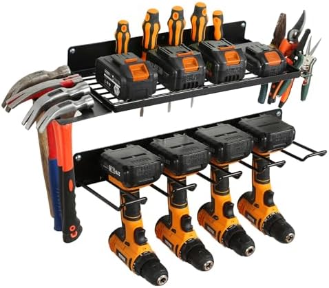 UU-Major Power Tool Organizer for Garage Organization,Drill Holder Wall Mount for Tool Stoarge, Tool Organizers and Garage Storage Shelves for Charging.Heavy Duty With 4 Holders by UU-Major