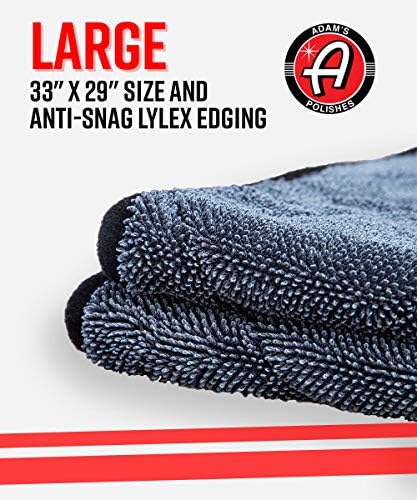 Adam's Polishes Jumbo Plush Drying Towel 33 x 29 inches 1500 GSM - Absorbent Microfiber (1 Pack), White - Image 5