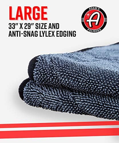 Adam's Polishes Jumbo Plush Drying Towel 33 x 29 inches 1500 GSM - Absorbent Microfiber (1 Pack), White - Image 5