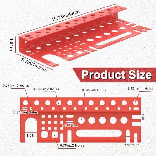Metal Screwdriver Organizer, Wall Mount Plier Organizer Hammer Holder, Hand Tool Storage Rack for Garage Workshop Workbench(Red, 1PC) - Image 2
