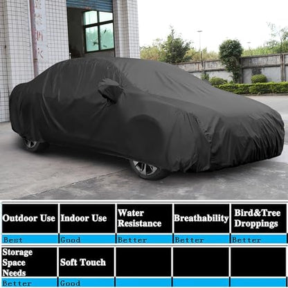 uxcell Car Cover Waterproof All Weather for Car, Full Car Cover Rain Sun Protection Universal Fit for Sedan 178''-185'' - Image 3