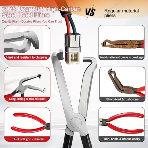 Electrical Disconnect Pliers for Cars: 2026 Upgraded Portable Dual Angled Automotive Connector Separator Tool Set with Bag for Car Terminal and Wiring Harness Removal in Tight Engine Space - Image 2