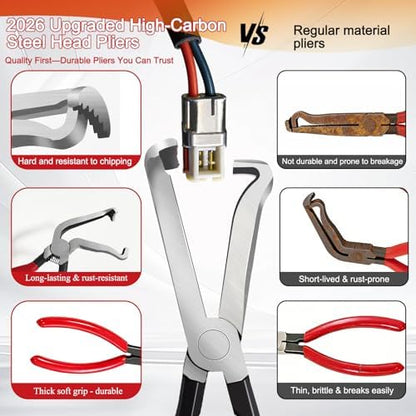 Electrical Disconnect Pliers for Cars: 2026 Upgraded Portable Dual Angled Automotive Connector Separator Tool Set with Bag for Car Terminal and Wiring Harness Removal in Tight Engine Space - Image 2