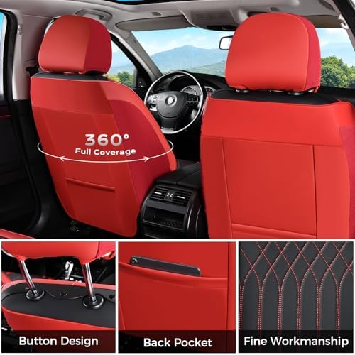 FLORICH Car Seat Covers Front Seat, Leather Seat Covers for Cars, Car Seat Protector Waterproof, Universal Automotive Seat Covers, Front Car Seat Cover Fit for Most Sedans SUV Pick-up Truck - Image 2