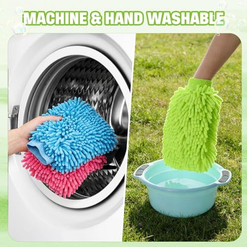 24 Pack Car Wash Mitts Bulk Microfiber Wash Mitts, 4 Colors - Image 6