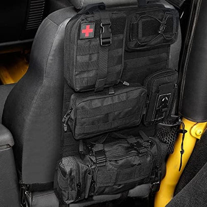 Universal Tactical Seat ​Back Organizer Vehicle Molle Panel Organizer Storage Bag with 5 Detachable Molle Pouch for All Vehicel Such as Jeep,Truck,SUV, Car, Ford,Chevy etc - Image 2