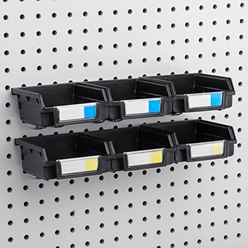 Pegboard Bins - 6 Pack Black - Hooks to Any Peg Board - Organize Hardware, Accessories, Attachments, Workbench, Garage Storage, Craft Room, Tool Shed, Hobby Supplies, Small Parts - Image 3