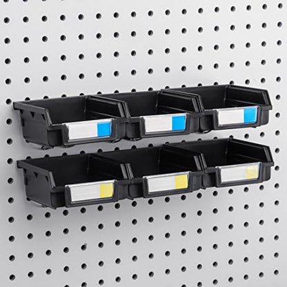 Pegboard Bins - 6 Pack Black - Hooks to Any Peg Board - Organize Hardware, Accessories, Attachments, Workbench, Garage Storage, Craft Room, Tool Shed, Hobby Supplies, Small Parts - Image 3