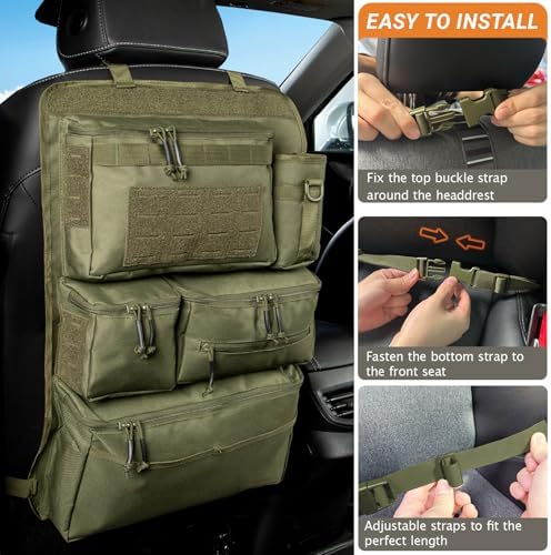 Tactical Car Seat Back Organizer for Trucks, SUVs & Vans, Green - Image 4