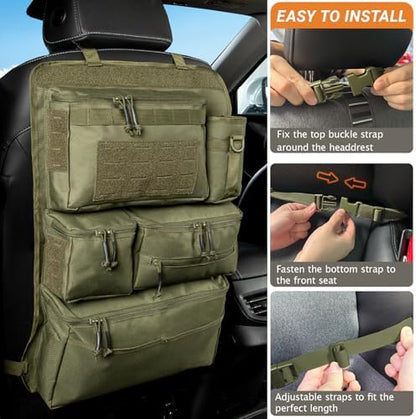 Tactical Car Seat Back Organizer for Trucks, SUVs & Vans, Green - Image 4