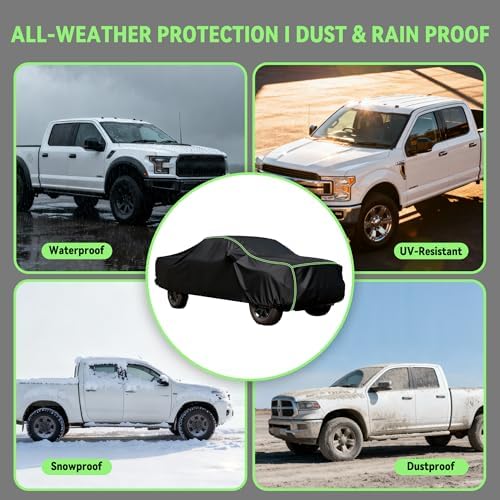 Pickup Covers Waterproof Full Truck Cover for Cars Outside, Upgraded 10-Layer Heavy Duty All-Weather Protection System, Windproof Snowproof UV Blocking Outdoor Car Cover,Fits Up to 210 Inches - Image 5
