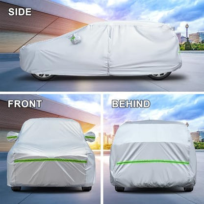 Full Car Cover Universal 6 Layers Outdoor Thicked All Weather Cover, Sunshield, Waterproof, Snow Proof, UV Proof, Scratch Proof, Bird Droppings, 6 Reflective Strips, Fits SUVs up 191"-200" - Image 6