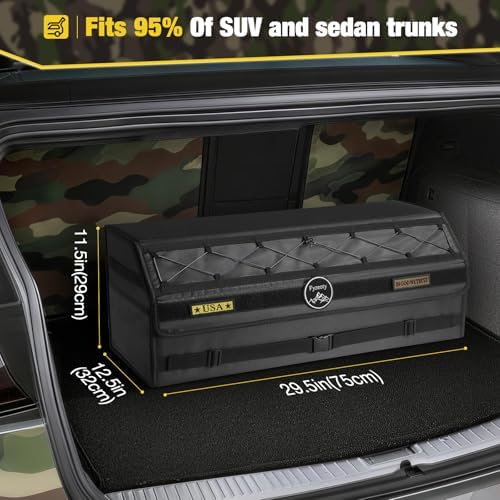Fyzeoty Car Trunk Organizer for SUV and Sedan, Tactical‑Black, 29.5 in - Image 2
