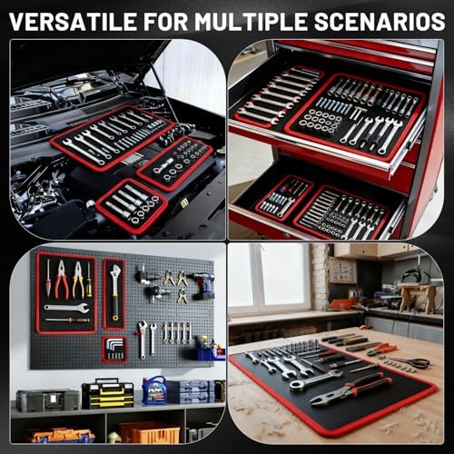 Magnetic Tool Mat Set, 3-Piece Flexible Magnetic Parts Holder with Double-Sided 40 lb Grip, PVC Non-Slip Tool Tray Pads for Screws, Bolts, Garage, Workshop and Auto Repair - Image 6