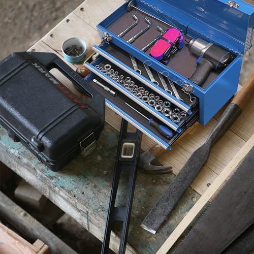 3 Drawer 20“ Metal Tool Box Portable Steel Tool Chest with Metal Latch Closure for Garage, Home and Workbench, Blue - Image 6
