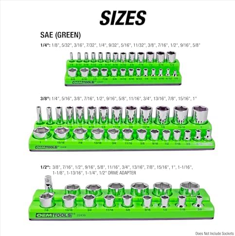 OEMTOOLS 6-Pc Metric & SAE Magnetic Socket Tray Set Holds 143 Sockets - Image 3