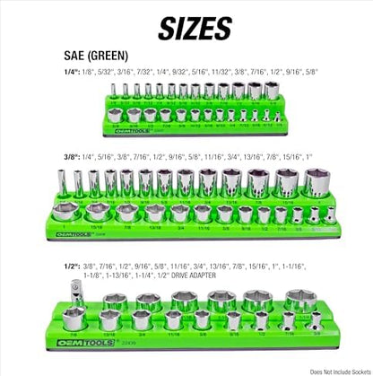 OEMTOOLS 6-Pc Metric & SAE Magnetic Socket Tray Set Holds 143 Sockets - Image 3