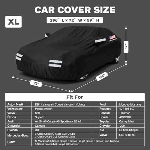 Sedan Car Cover Waterproof All Weather Full Car Covers 196''Lx72''Wx59''H - Image 2
