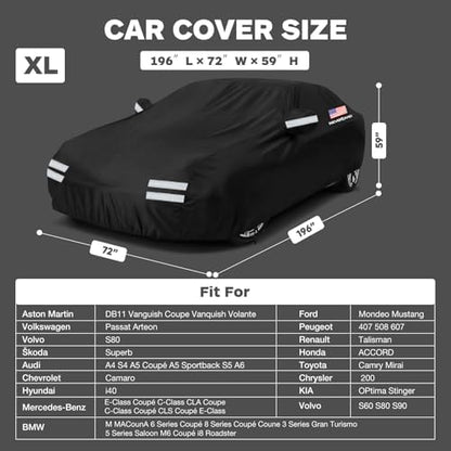 Sedan Car Cover Waterproof All Weather Full Car Covers 196''Lx72''Wx59''H - Image 2