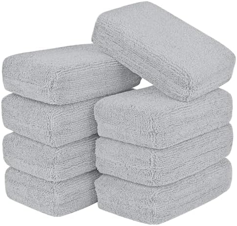 AIDEA Microfiber Applicator Pad-8 Pack, Car Wash Sponge, Grey by AIDEAHOME