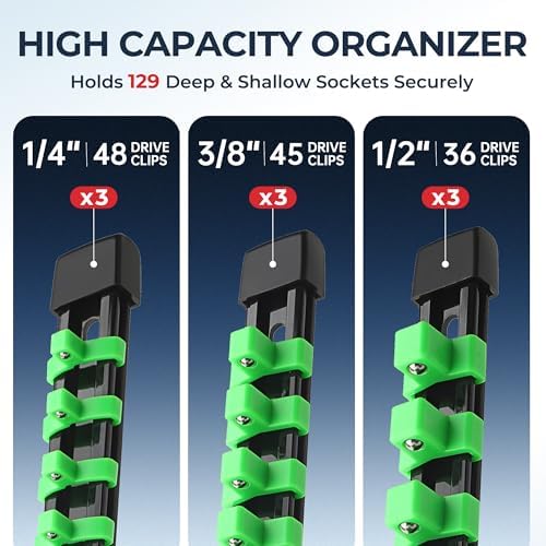 Reniteco 9-Pack Socket Organizer Set, 1/4" x 48 3/8" x 45 1/2" x 36 Clips - Image 2