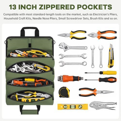 ANILD 13 Inch Regular Long Tool Bag Roll Up, Roll Up Tool Bag Organizer - Image 3