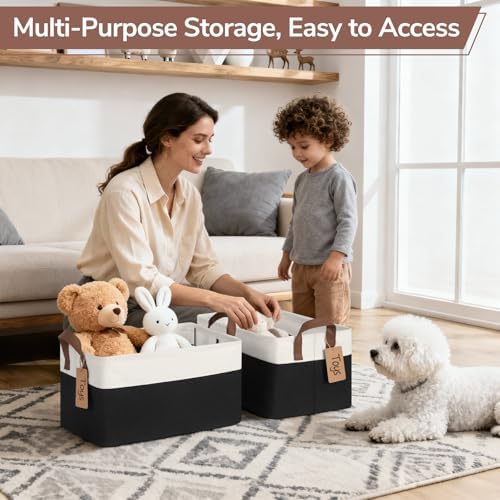 CHICVITA 4 Pack Fabric Storage Bins for Shelves, 20L Black & White - Image 6