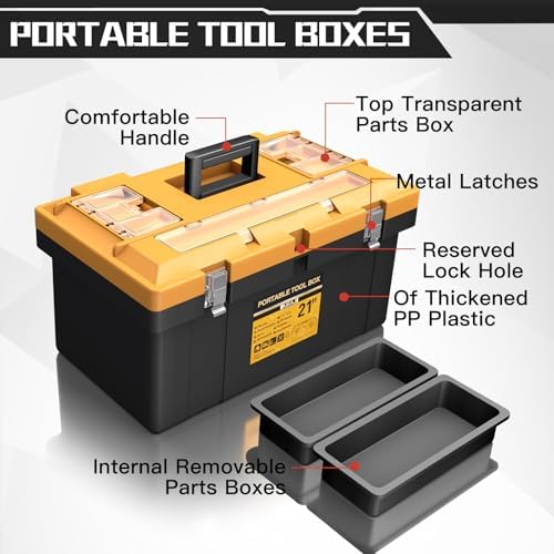 AIRAJ 4-In-1 Tool Box Set, Portable Tool Box Organizer, 15+17+19+21 IN - Image 4