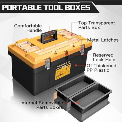 AIRAJ 4-In-1 Tool Box Set, Portable Tool Box Organizer, 15+17+19+21 IN - Image 4