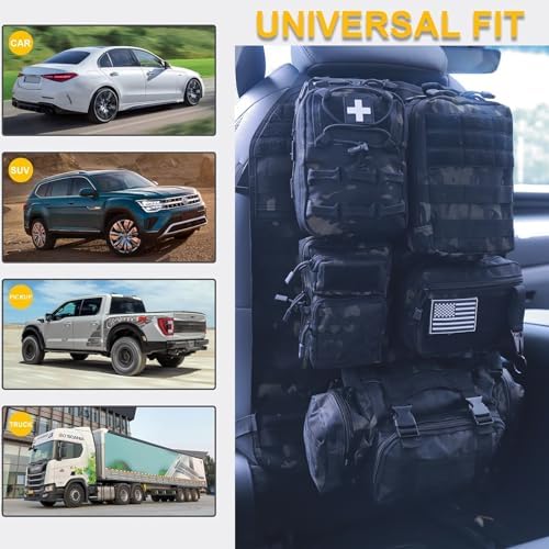 Universal Tactical Car Seat Back Organizer Bag Tactical Molle Vehicle Organizers Panel Vehicle Protector Organizers with 5 Detachable Pouches for Car (Upgraded B BCA) - Image 2