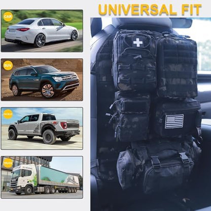 Universal Tactical Car Seat Back Organizer Bag Tactical Molle Vehicle Organizers Panel Vehicle Protector Organizers with 5 Detachable Pouches for Car (Upgraded B BCA) - Image 2