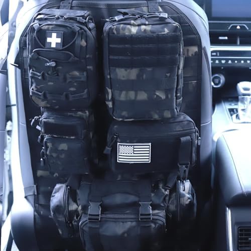 Universal Tactical Car Seat Back Organizer Bag Tactical Molle Vehicle Organizers Panel Vehicle Protector Organizers with 5 Detachable Pouches for Car (Upgraded B BCA) by Wohegyy