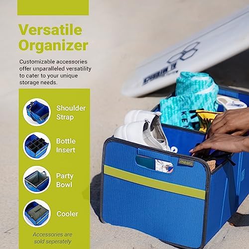 meori Collapsible Trunk Organizer for Car with Bottle Insert for Groceries Road Trips 2 Compartments Heavy Duty Mesh Pocket Ripstop - Image 6