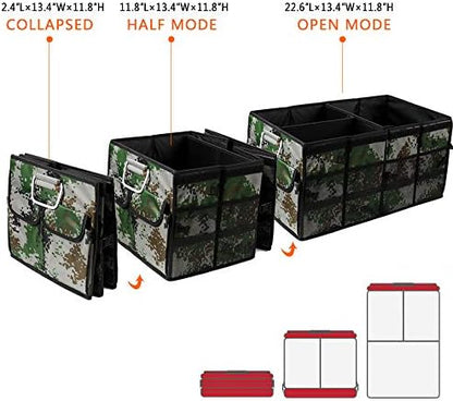 Car Trunk Organizer Collapsible Portable Multi Compartments Organizer with Non Slip Straps for SUV Truck Auto Vehicle Car Auto Minivan(Large without cover, Camouflage) - Image 2