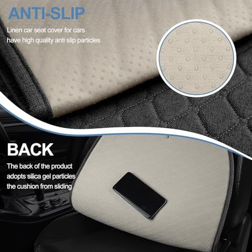 Linen Car Seat Covers for Cars, Front Car Seat Cover Protectors with Storage Bags, Anti-Slip & Soft Automotive Seat Cushion Universal Fit for Most Sedan, SUVs, Vehicles (Deep Grey) - Image 5